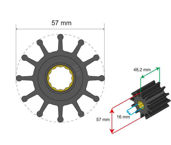 Albin Group Marine Water Pump Impeller (MPN: 06-01-014)