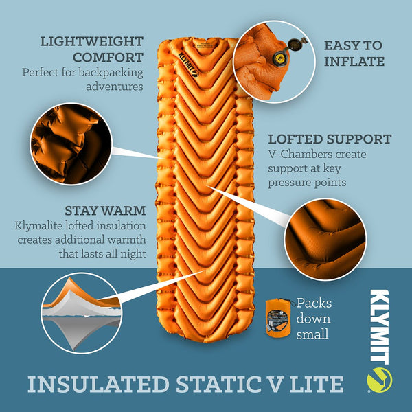 Klymit Insulated Static V Lite Sleeping Pad (MPN: 06I2OR03C)