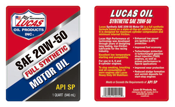Lucas Oil High Performance Synthetic Racing (MPN: 10054)