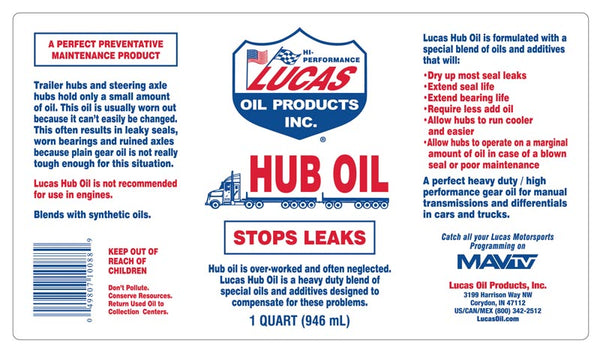 Lucas Oil Hub Oil (MPN: 10088)