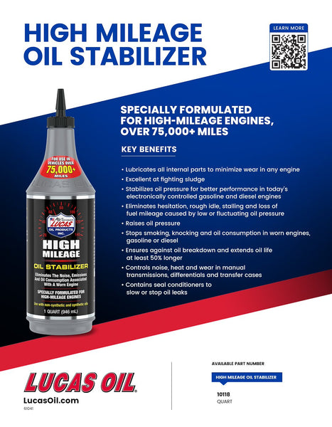 Lucas High Mileage Oil Stabilizer (MPN: 10118)
