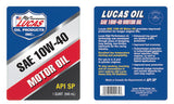 Lucas Oil SAE 10W40 Motor Oil (MPN: 10275)