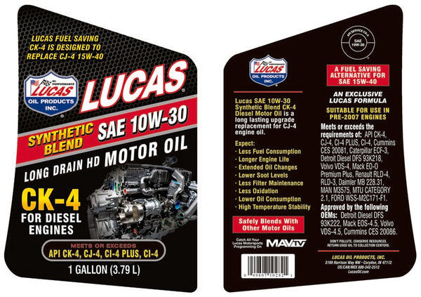 Lucas Oil Synthetic Motor Oil (MPN: 10282)
