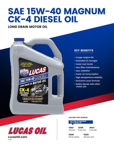 Lucas Oil Premium Heavy-Duty Motor Oil (MPN: 10287)