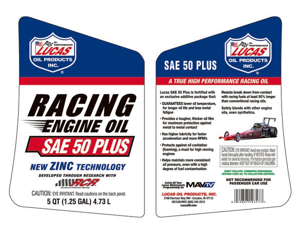 Lucas Oil SAE 50 Plus Racing Oil (MPN: 10347)