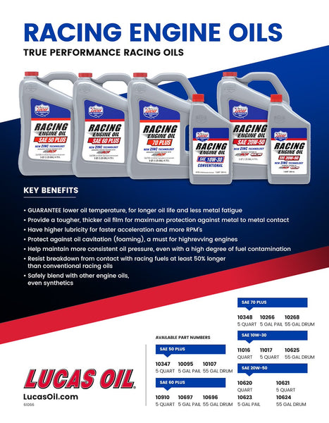 Lucas Oil SAE 50 Plus Racing Oil (MPN: 10347)
