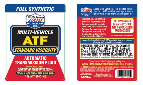 Lucas Oil Multi-Vehicle ATF (MPN: 10418)