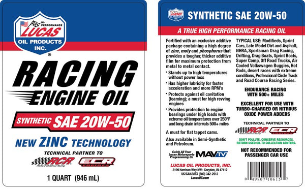 Lucas High Performance Racing Oil (MPN: 10615)