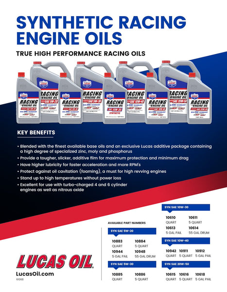 Lucas High Performance Racing Oil (MPN: 10616)