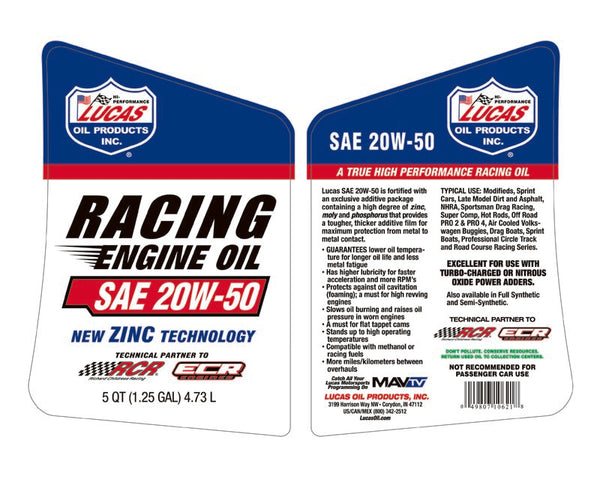Lucas Oil High Performance Racing Oil (MPN: 10621)