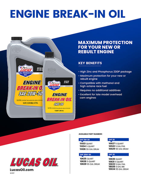 Lucas Oil Break In Synthetic Oil (MPN: 10630)