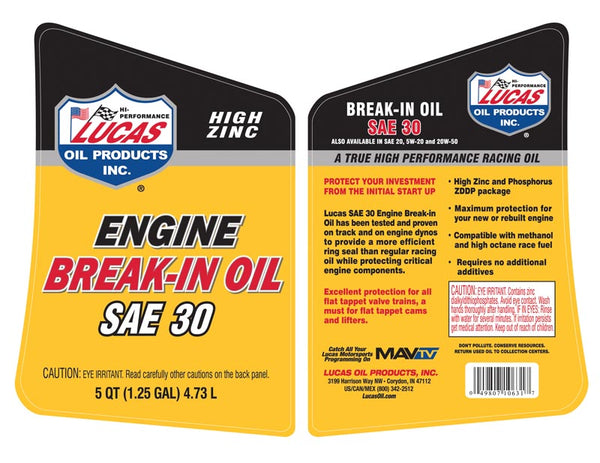 Lucas Oil Break-In Oil (MPN: 10631)