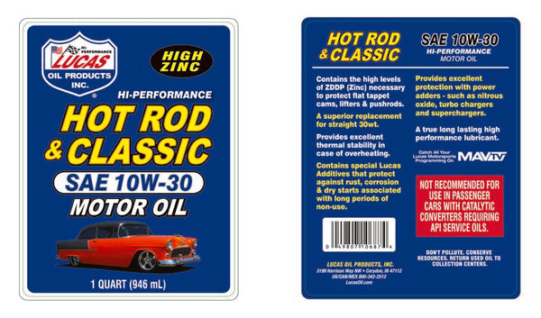 Lucas Oil Hot Rod and Classic Car Motor Oil (MPN: 10687)
