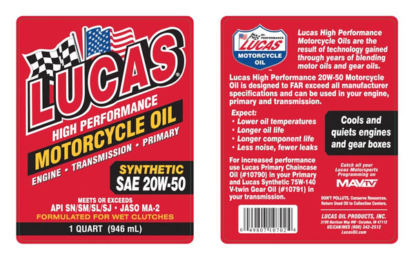 Lucas High Performance Motorcycle Oil (MPN: 10702)