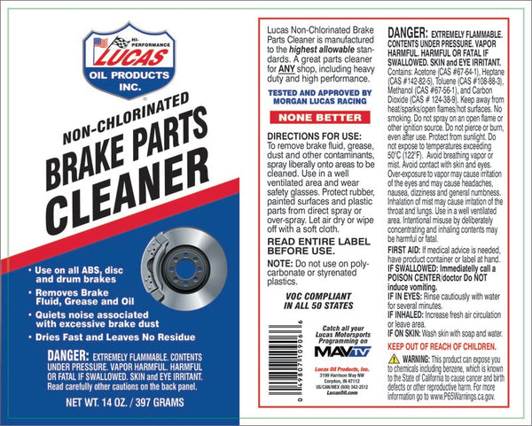 Lucas Non-Chlorinated Brake Parts Cleaner (MPN: 10906)
