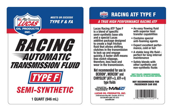 Lucas Oil Semi-Synthetic Type F Transmission Fluid (MPN: 11020)