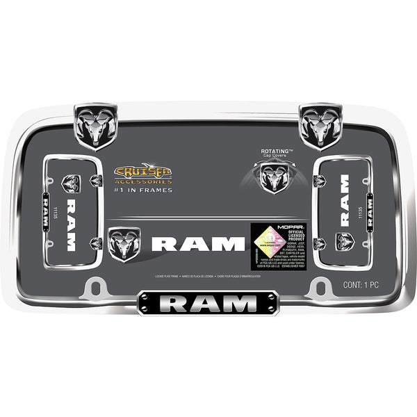 Cruiser License Plate Frame With Black Ram Logo (MPN: 11135)