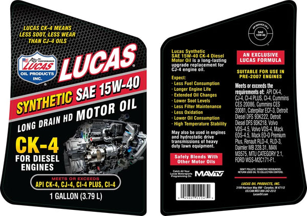 Lucas Oil Synthetic Heavy Duty Motor Oil (MPN: 11247)