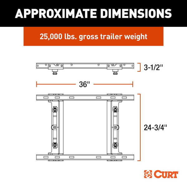 CURT Fifth Wheel Trailer Hitch Rail Adapter (MPN: 16027)