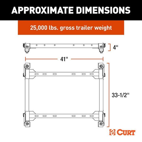 CURT Fifth Wheel Trailer Hitch Rail Adapter (MPN: 16042)