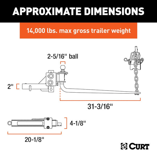 CURT MV Round Bar Weight Distribution Hitch (MPN: 17063)