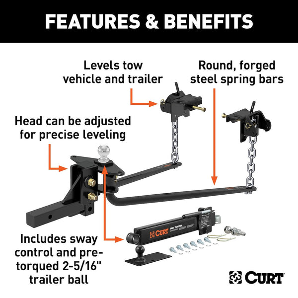 CURT MV Round Bar Weight Distribution Hitch (MPN: 17063)