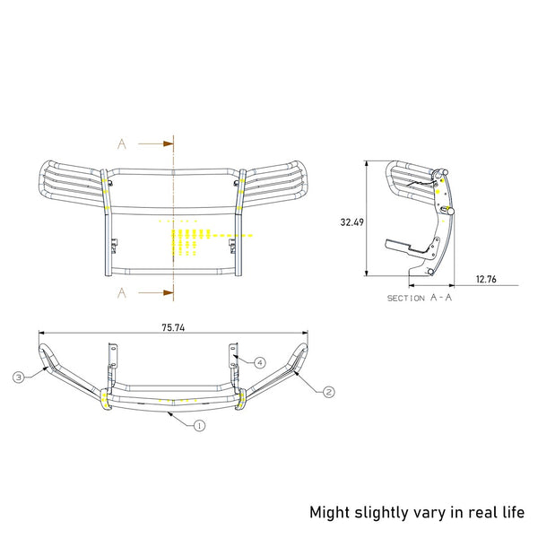 Black Horse Grille Guard Kit (MPN: 17A080202MA-PLFB)