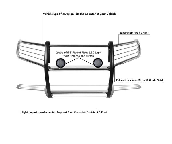 Black Horse Grille Guard Kit (MPN: 17A080202MSS-PLFB)