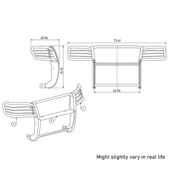 Black Horse Grille Guard Kit (MPN: 17A096400MA-PLFB)