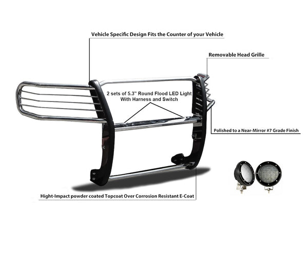 Black Horse Offroad Grille Guard Kit (MPN: 17A098900MSS-PLFB)