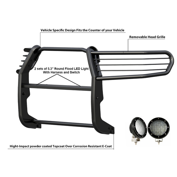 Black Horse Grille Guard Kit (MPN: 17DG109MA-PLFB)