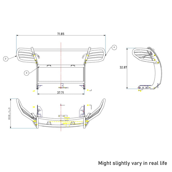 Black Horse Grille Guard Kit (MPN: 17FJ28MA-PLFB)