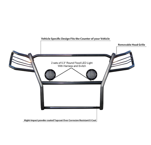 Black Horse Grille Guard Kit (MPN: 17FP10MA-PLFB)