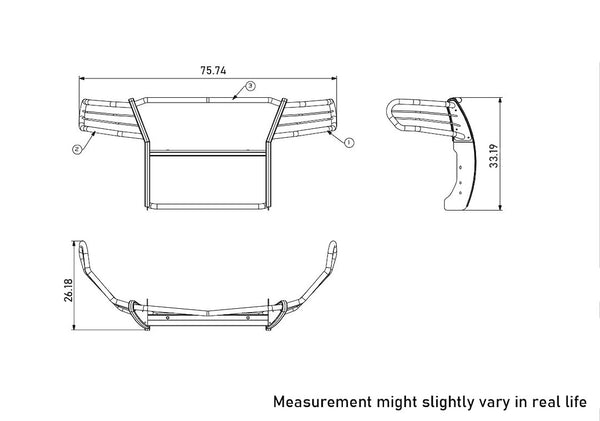 Black Horse Grille Guard Kit (MPN: 17GC15MA-PLFB)