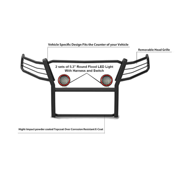 Black Horse Grille Guard Kit (MPN: 17GC15MA-PLFR)