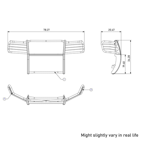 Black Horse Grille Guard Kit (MPN: 17GS10MA-PLFR)