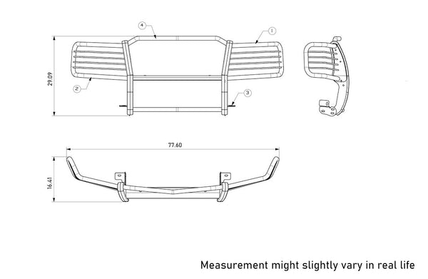 Black Horse Grille Guard Kit (MPN: 17GT23MA-PLFB)