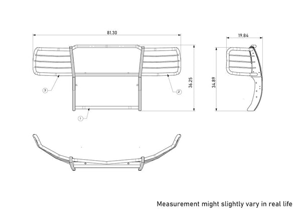 Black Horse Grille Guard Kit (MPN: 17GT27MA-PLFB)
