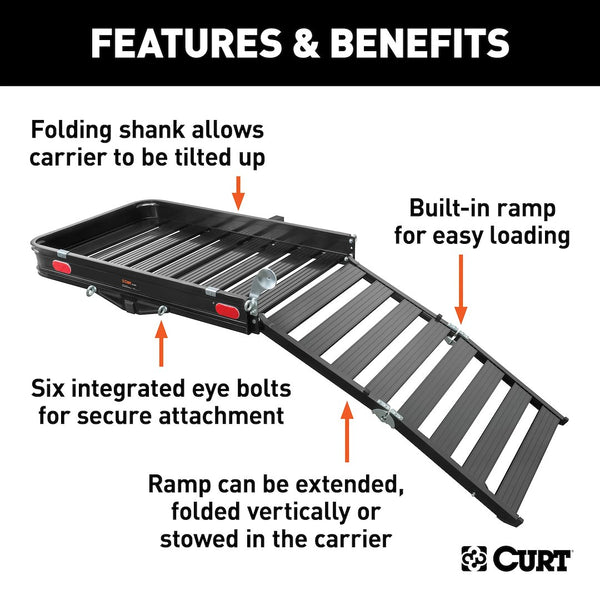 CURT Trailer Hitch Cargo Carrier With Ramp (MPN: 18112)
