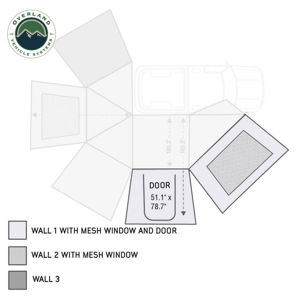 Overland Vehicle Systems Nomadic 270 Awning Side Wall (MPN: 18129910)