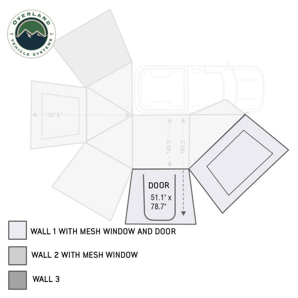 Overland Vehicle Systems Nomadic 270 Awning Side Wall (MPN: 18129910)
