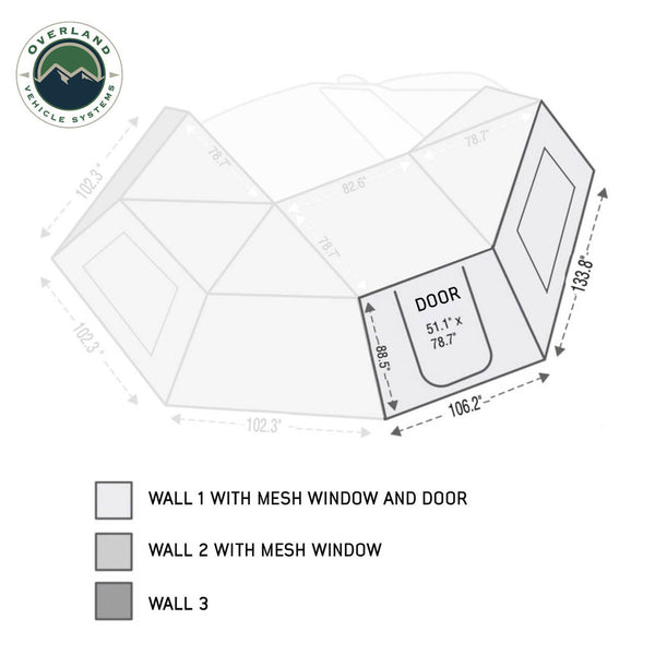 Overland Vehicle Systems Nomadic 270 Awning Side Wall (MPN: 18129910)