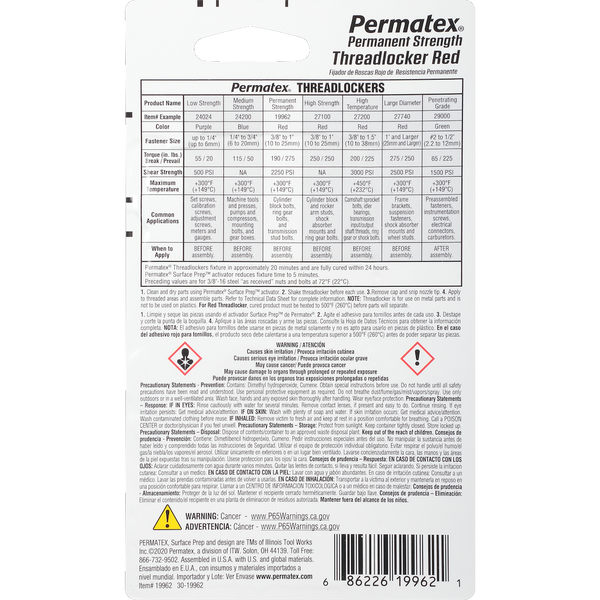 Permatex High Strength Thread Sealant (MPN: 19962)