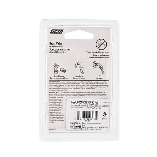 Camco Fresh Water Fill Hose Shut Off Valve (MPN: 20173)