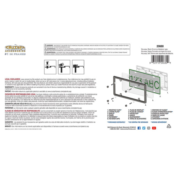Cruiser Black Chrome License Plate Frame (MPN: 20680)