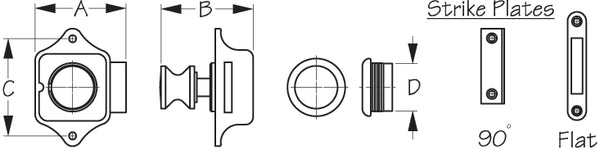 Sea Dog Push Button Rim Latch (MPN: 225300-1)