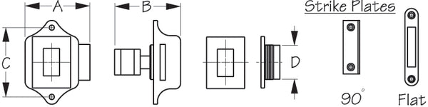 Sea Dog Push Button Rim Latch (MPN: 225310-1)