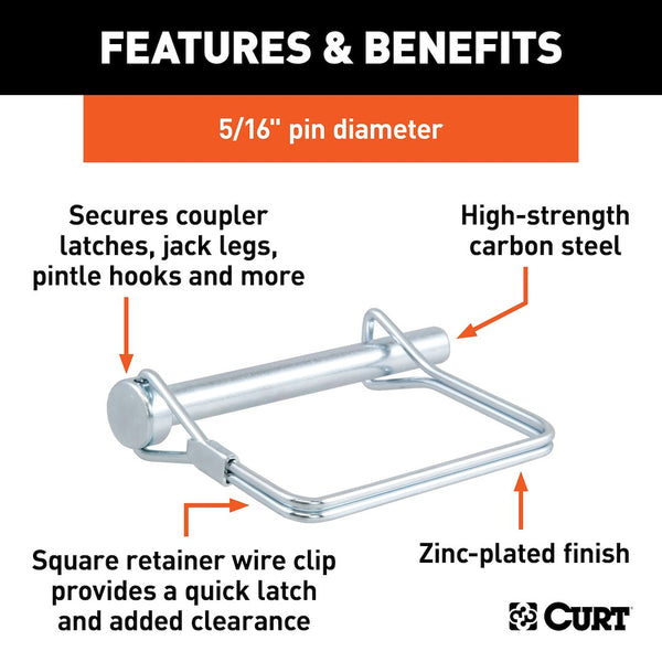 CURT Trailer Coupler Safety Pin Clip (MPN: 25011)