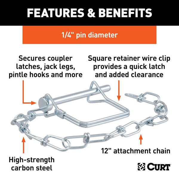 CURT Trailer Coupler Safety Pin Clip (MPN: 25012)