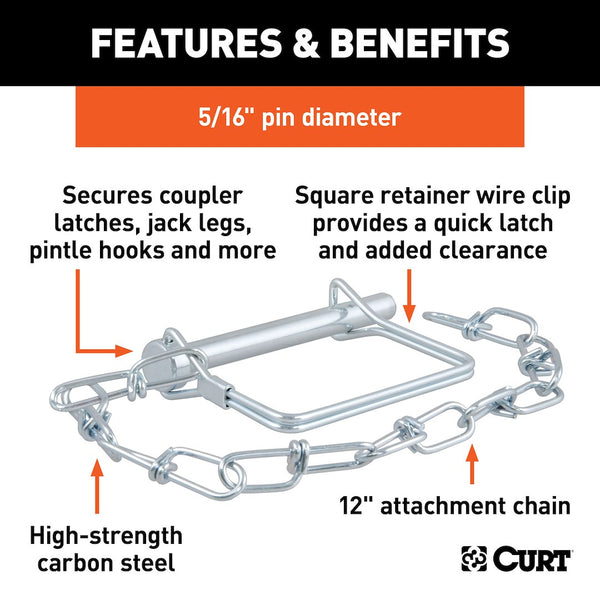 Curt Trailer Coupler Safety Pin Clip (MPN: 25034)